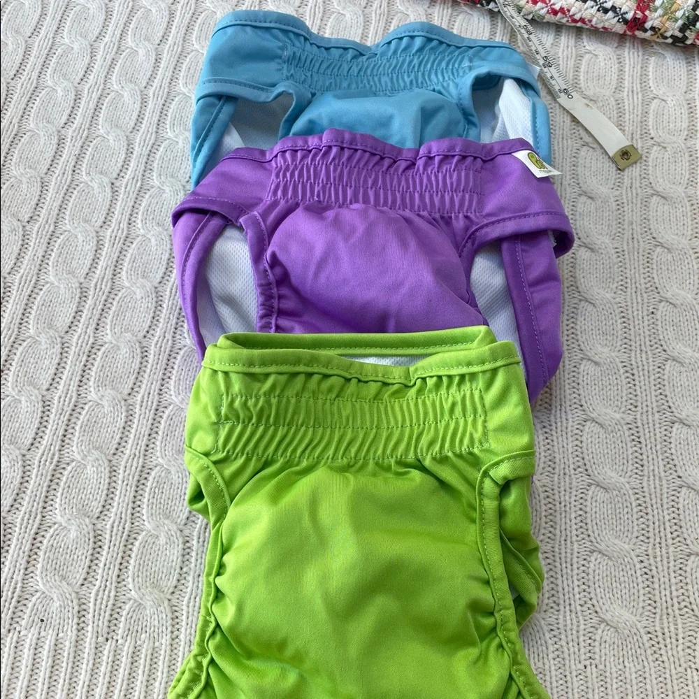 Pet Magasin Dog Cloth Diaper Set of 3 like new Hook & loop waist band adjustable